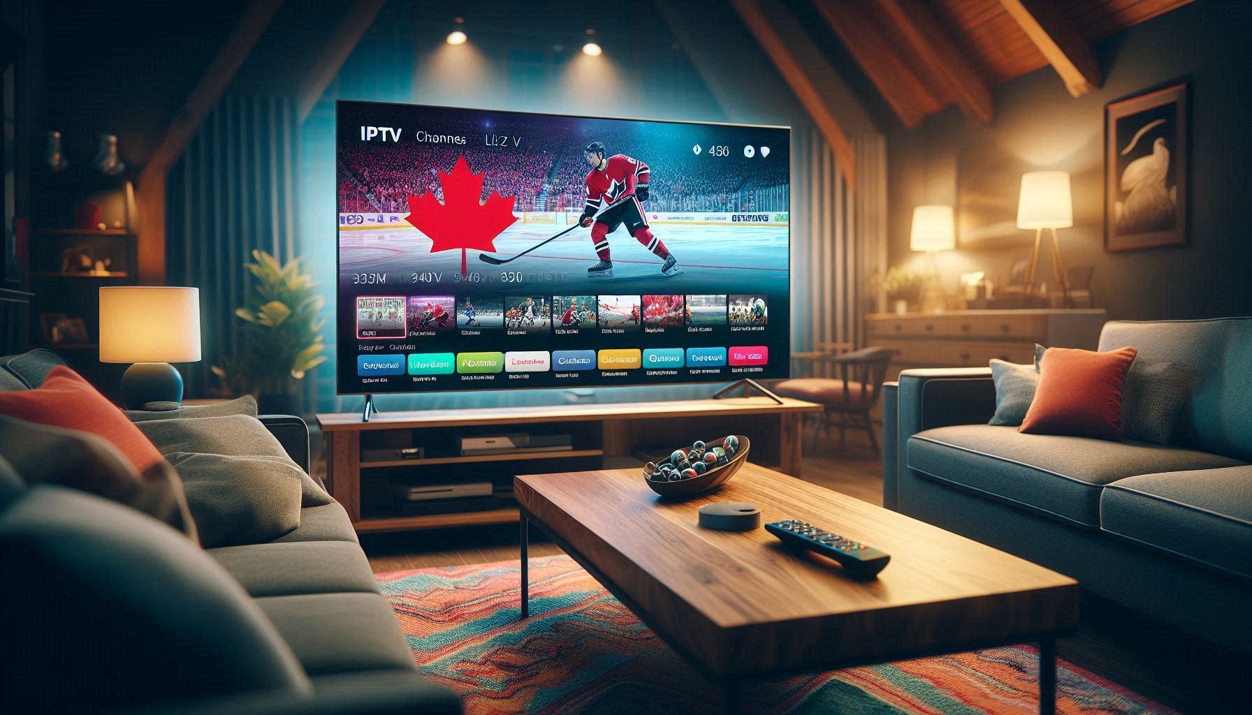 IPTV Firestick streaming interface showing Canadian sports channels and hockey