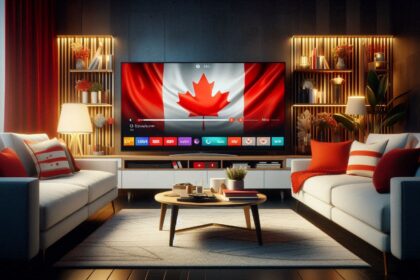 IPTV from Canada - modern living room with TV streaming Canadian channels