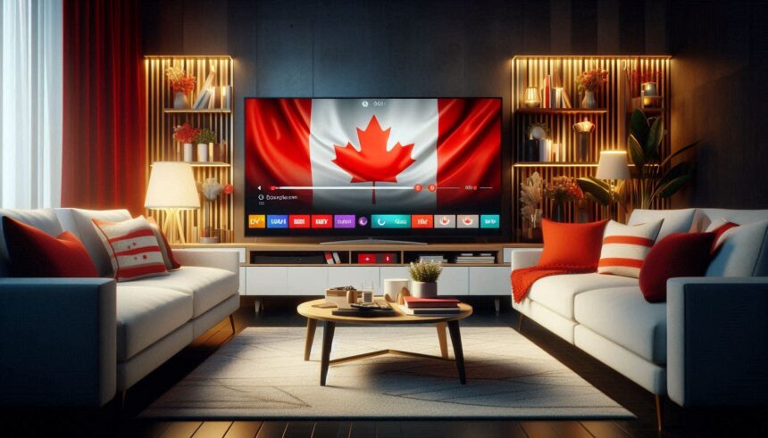IPTV from Canada - modern living room with TV streaming Canadian channels