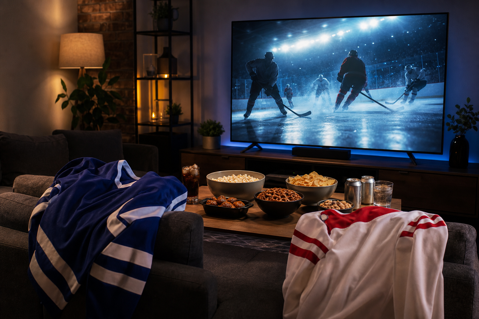 IPTV sports Canada game night: hockey streaming on a wired living room TV