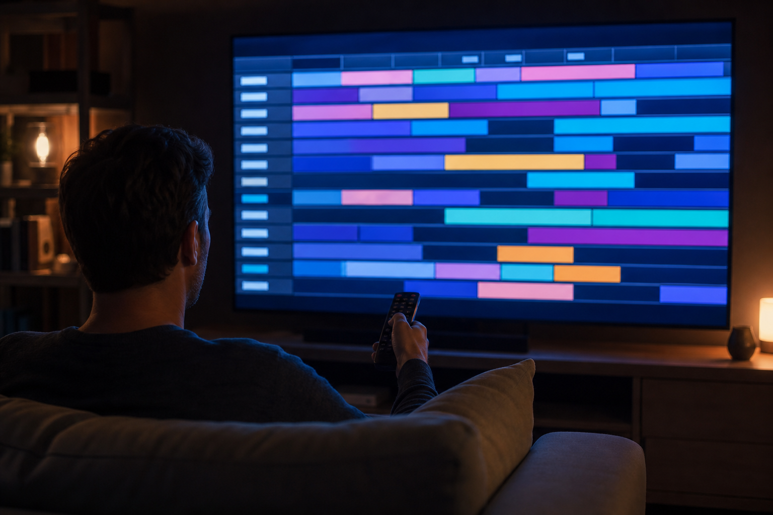TiviMate program guide scrolling on an Android TV box in a Canadian living room